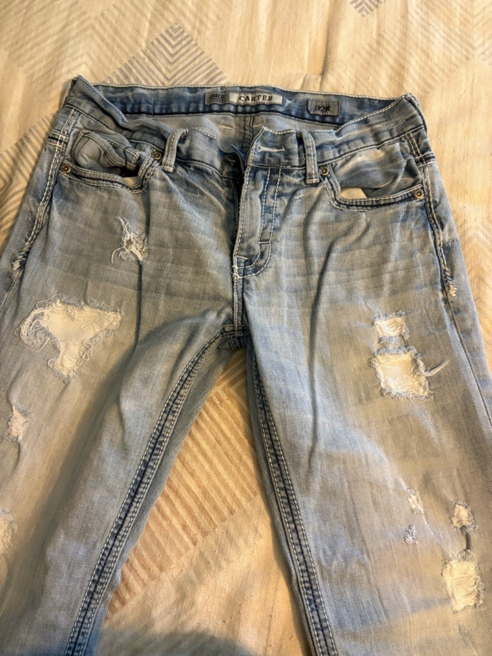 BKE Carter Light Blue Distressed Jeans